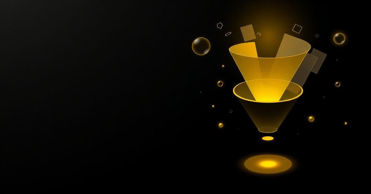 Abstract conversion funnel with product cards representing TikTok e-commerce advertising